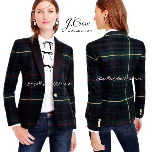 J.Crew Collection satin lapel Campbell tartan plaid wool blazer *shop@iamwarrior - Picture 3 of 13